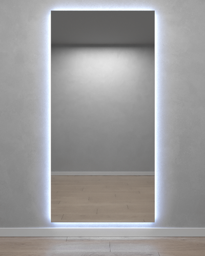 Прямоугольной зеркало 196х96 см, с холодной подсветкой